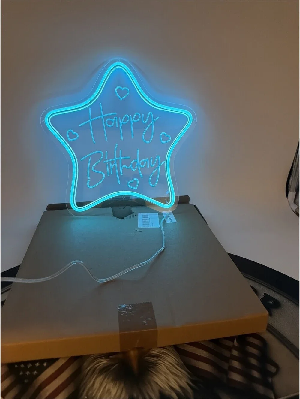 Happy Birthday Blue Neon Sign for Party Decor LED Neon Light 12in x 12in (30cm)